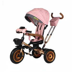 Triciclo tipo auto rosa