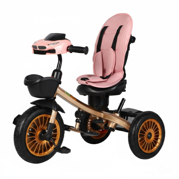 Triciclo tipo auto rosa - Imagen 4