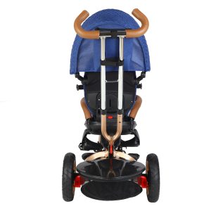 Triciclo estilo auto azul con gris