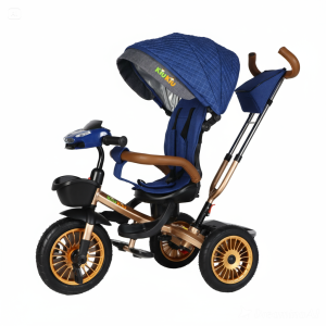 Triciclo estilo auto azul con gris