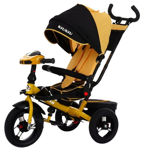 Triciclo tipo auto amarillo
