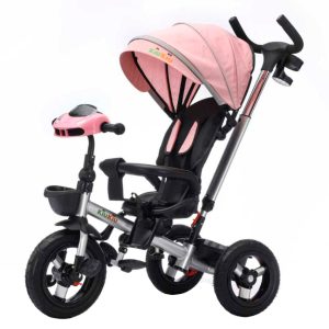 Triciclo tipo auto rosa